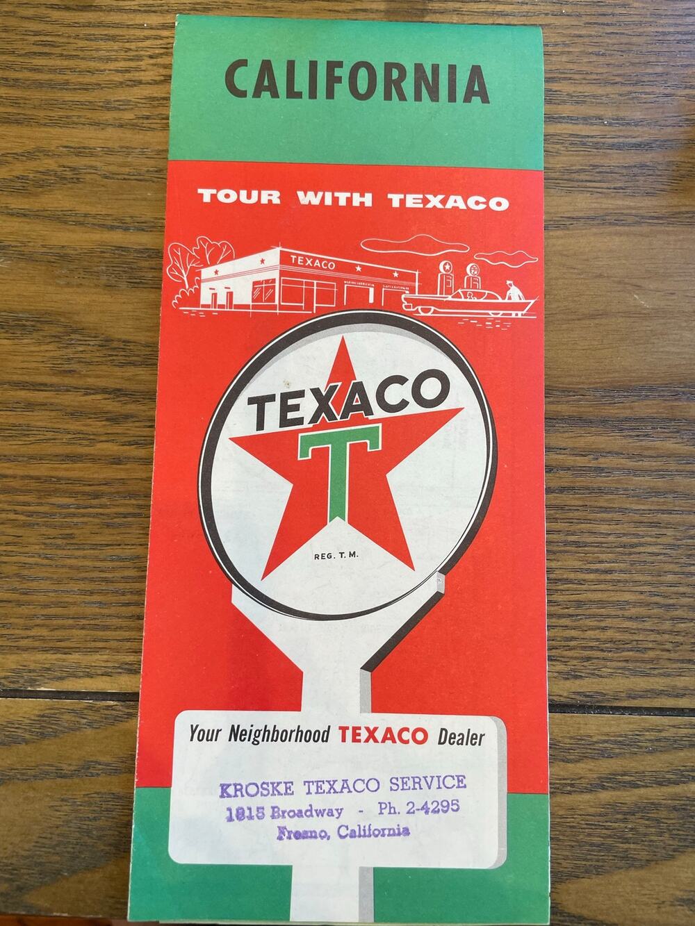 1957 Texaco California Road Map Kroske Service Fresno Vintage Advertising